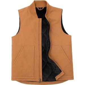 Men's Vest Washed Full Zip Up Utility Rugged Canvas Work Vest Jacket